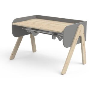 Sivo-smeđi radni stol od borovine s podesivom visinom Flexa Woody