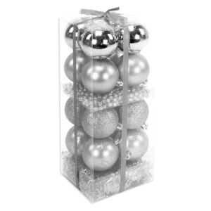 Set od 16 božićnih ukrasa i girlandi u srebrnoj boji Unimasa Brightness