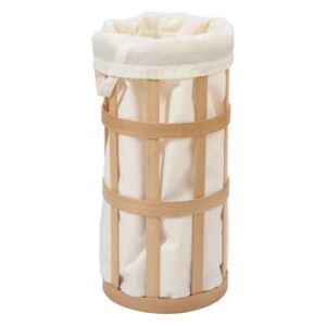 Svijetlaa drvena košaru za rublje s bijelom vrećicom Wireworks Cage
