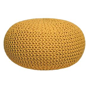 Žuti pleteni tabure LABEL51 Knitted XL, ⌀ 70 cm