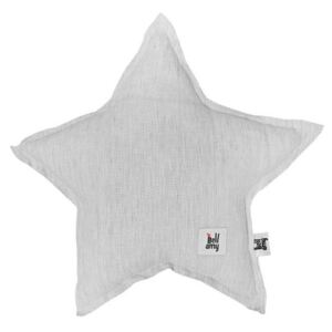 Sivi dječji laneni jastuk u obliku zvijezde BELLAMY Stripes
