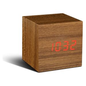 Svijetlosmeđi budilnik s crvenim LED zaslonom Gingko Cube Click Clock