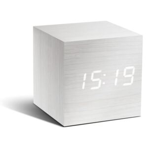 Bijeli sat s LED zaslonom Gingko Cube Click Clock