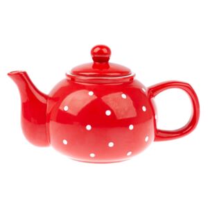 Crveni keramički čajnik Dakls Dots, 1 l