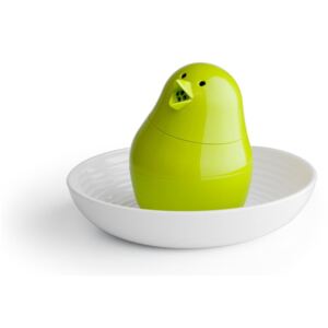 Zeleno-bijeli set za jaja s tanjurićemta Qualy&CO Jib-Jib Shaker