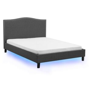Zondo Bračni krevet 160 cm MONTHY (s podnicom i LED rasvjetom) (tamno siva)