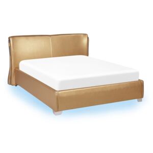 Zondo Bračni krevet 140 cm PARNAS (s podnicom i LED rasvjetom) (zlatna)