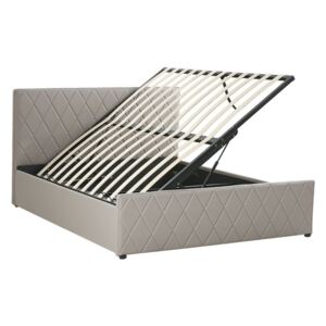 Zondo Bračni krevet 140 cm ROFARIO (siva) (umjetna koža) (s podnicom i prostorom za odlaganje)