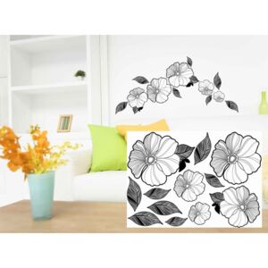 Ukrasne naljepnice za zid elegantno crno-bijele cvijeće