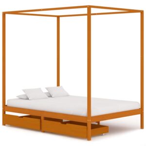 VidaXL Okvir za krevet s baldahinom i 2 ladice 120 x 200 cm borovina
