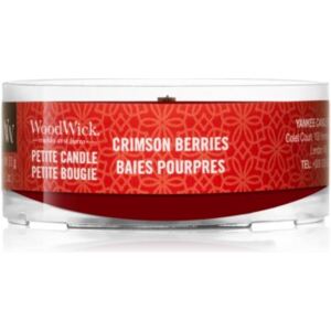 Woodwick Crimson Berries mala mirisna svijeća bez staklene posude s drvenim fitiljem 31 g