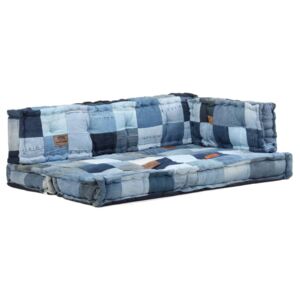 VidaXL 3-dijelni set jastuka za sofu od paleta plavi traper patchwork