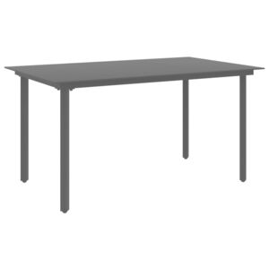VidaXL Vrtni blagovaonski stol crni 150 x 80 x 74 cm čelik i staklo