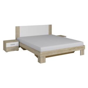 Bračni krevet 160 cm Verwood Tip 51 (sonoma + bijela) (s noćnim stolićima)