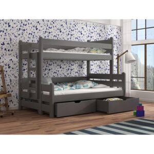 Dječji krevet na kat 90 cm Bivi (grafit)
