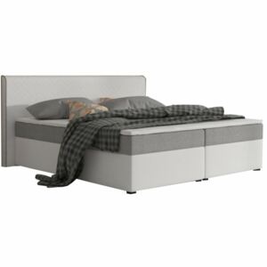Bračni krevet Boxspring 160 cm Namakyra komfort (bijela + siva) (s madracom i rešetkom)