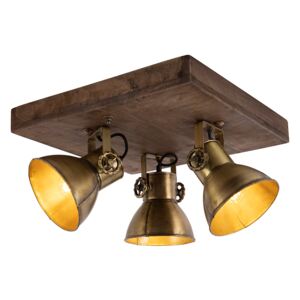 Stropna svjetiljka brončana s drvenim 3 svjetla - Mango