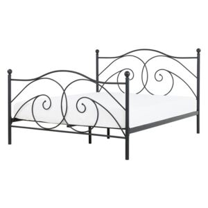 Bračni krevet 160 cm DIROU (s rešetkom) (crna)