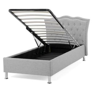 Jednostruki krevet 90 cm MATH (s podnicom i prostorom za odlaganje) (siva)